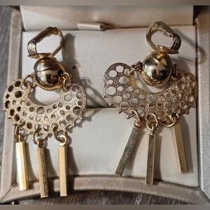 Elegant Gold Toned Dangle Earrings